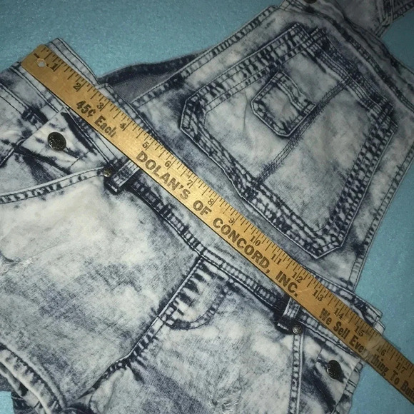 BLUE SPICE overall distressed shorts Y2K size 5 - Picture 5 of 10